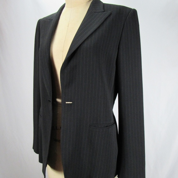 MaxMara Jackets & Blazers - Max Mara Italy Black Pinstripe Blazer Coat 10